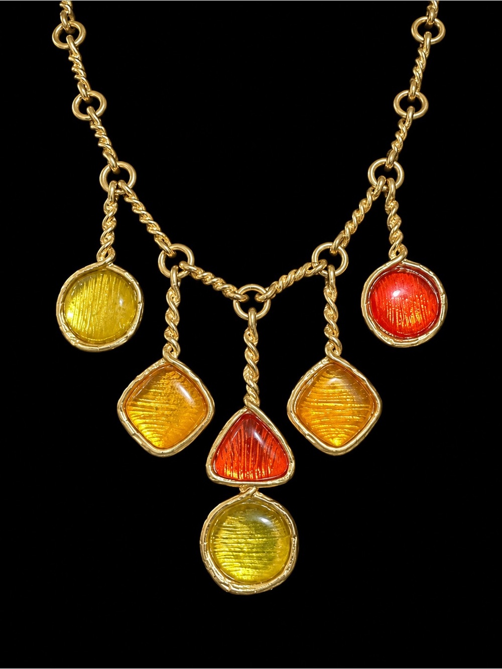 Dolce Vita Gold-Tone Necklace with Yellow & Red Glass Drops